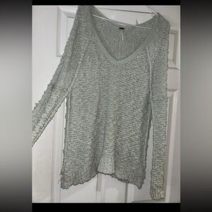 Free People Textured Knit Top in pale mint green